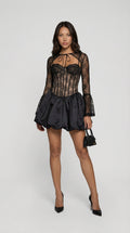 Rina Lace Puffball Mini Dress