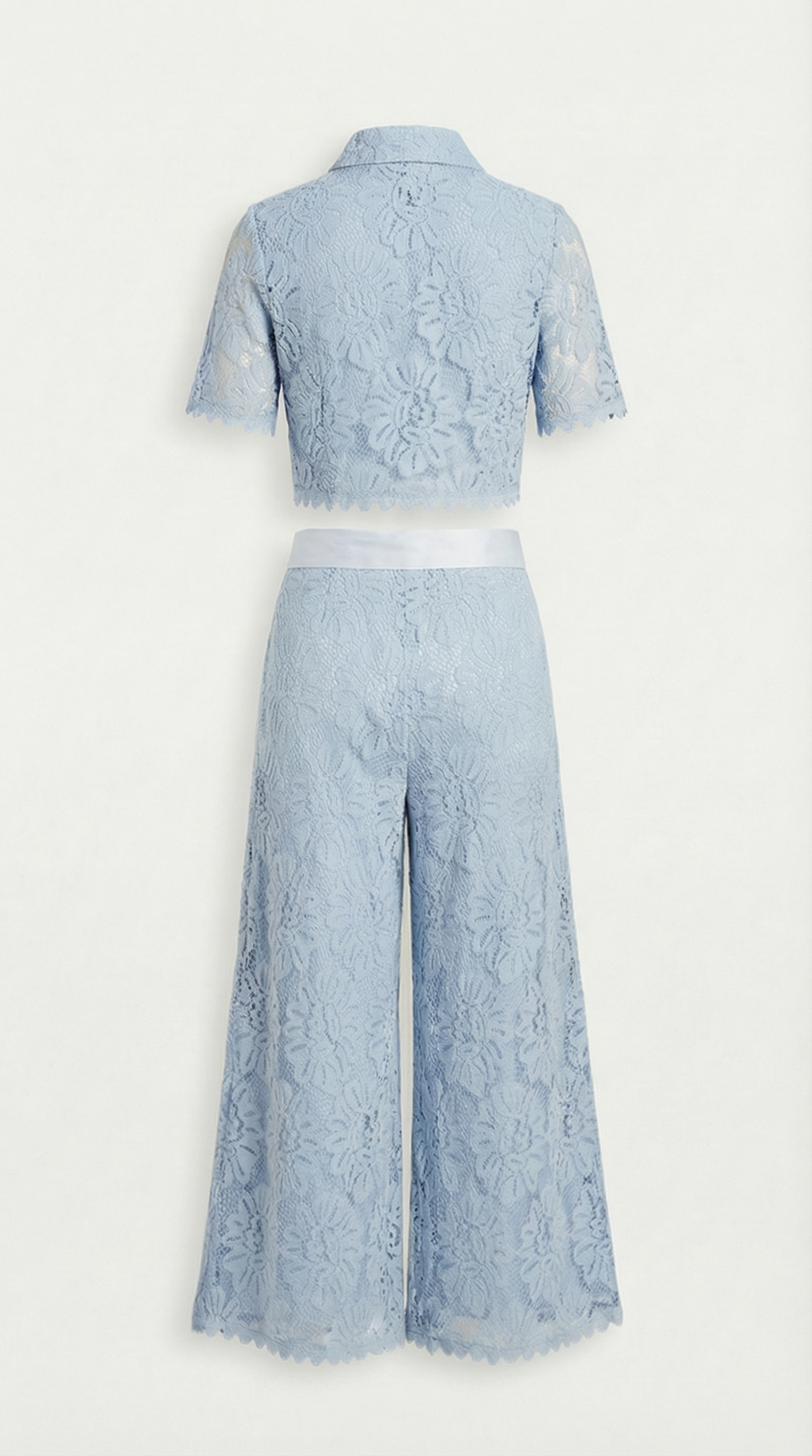 Senti Cropped Lace Shirt & Wide-Leg Trouser Set