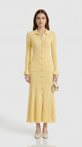 Lena Ribbed Knit Button-Down Midi Dress
