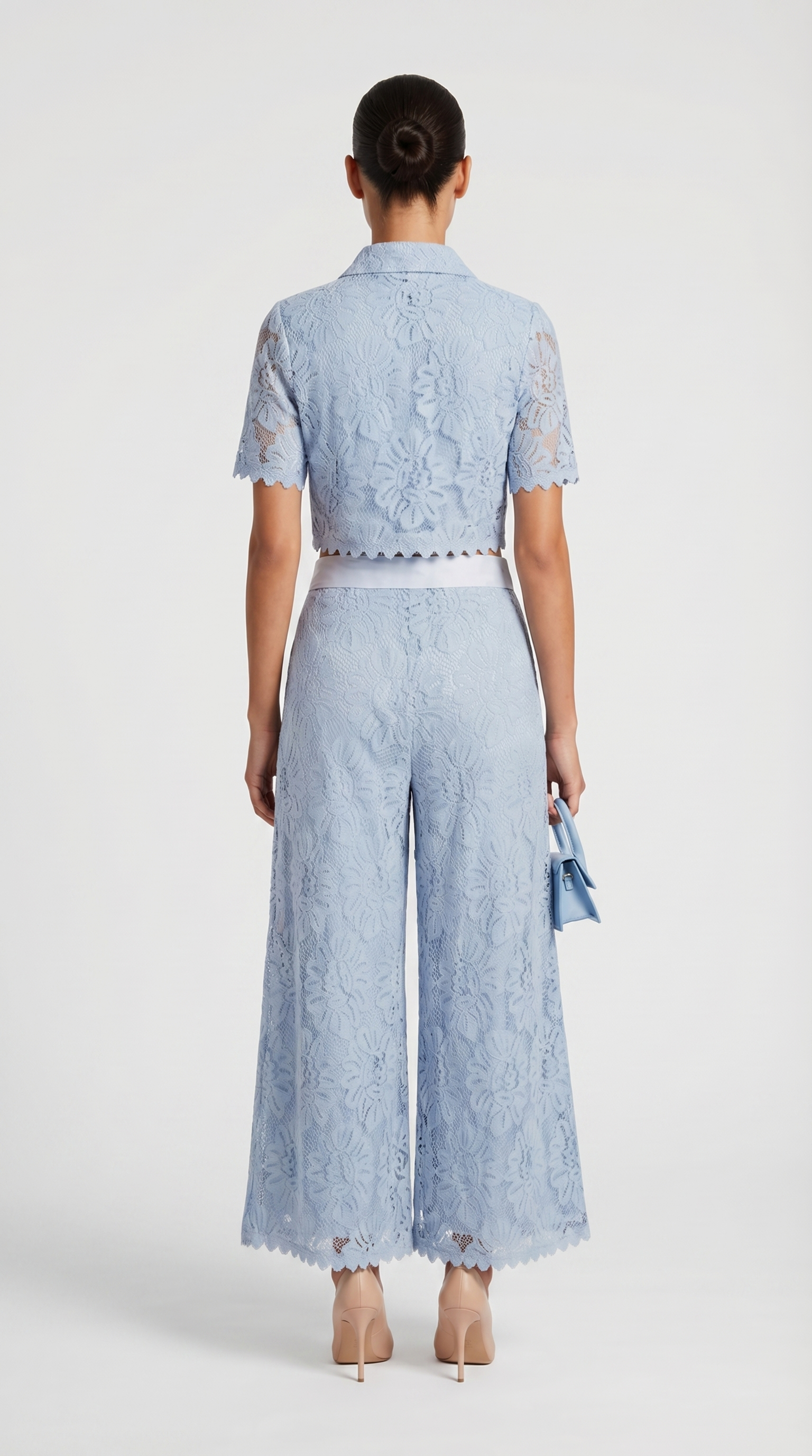 Senti Cropped Lace Shirt & Wide-Leg Trouser Set