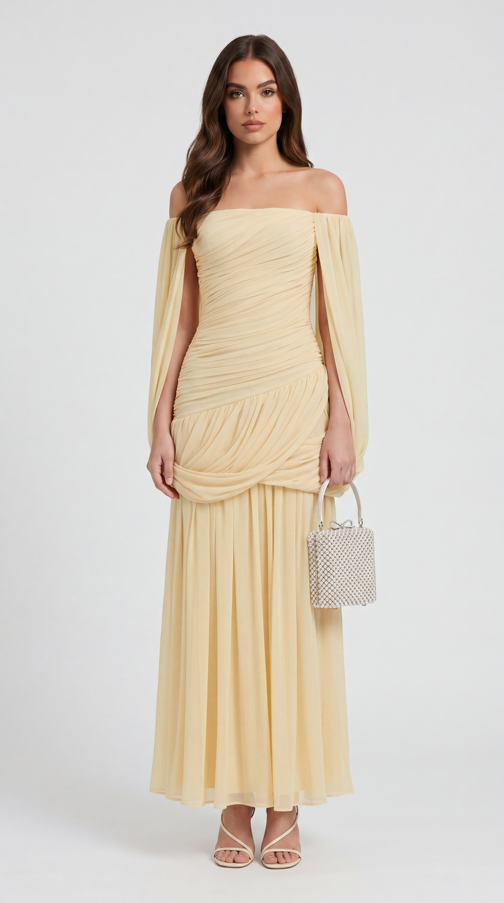 Celi  Draped Cape Maxi Gown