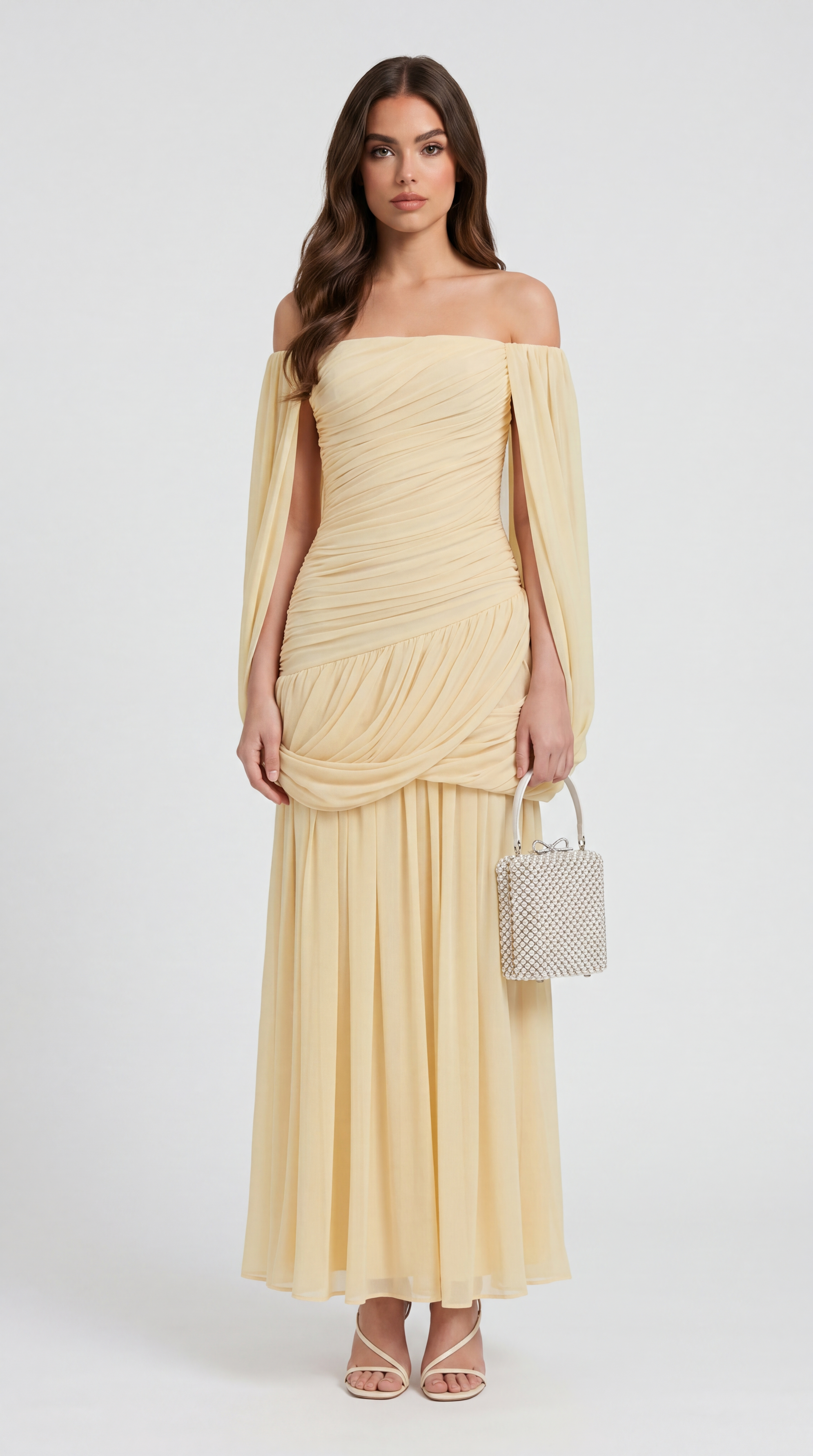 Celi  Draped Cape Maxi Gown