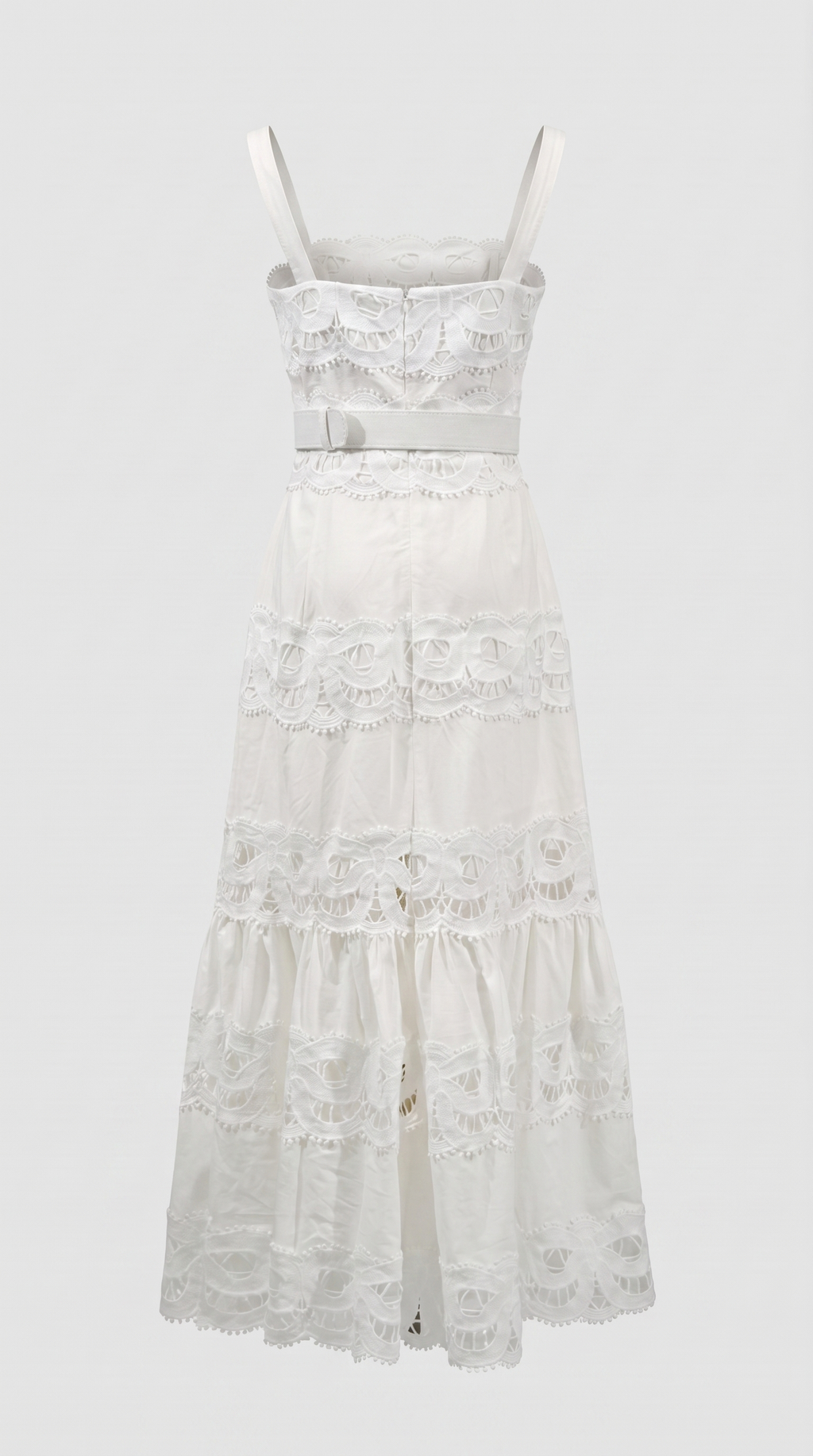 Raya Belted Eyelet Lace Maxi Dress