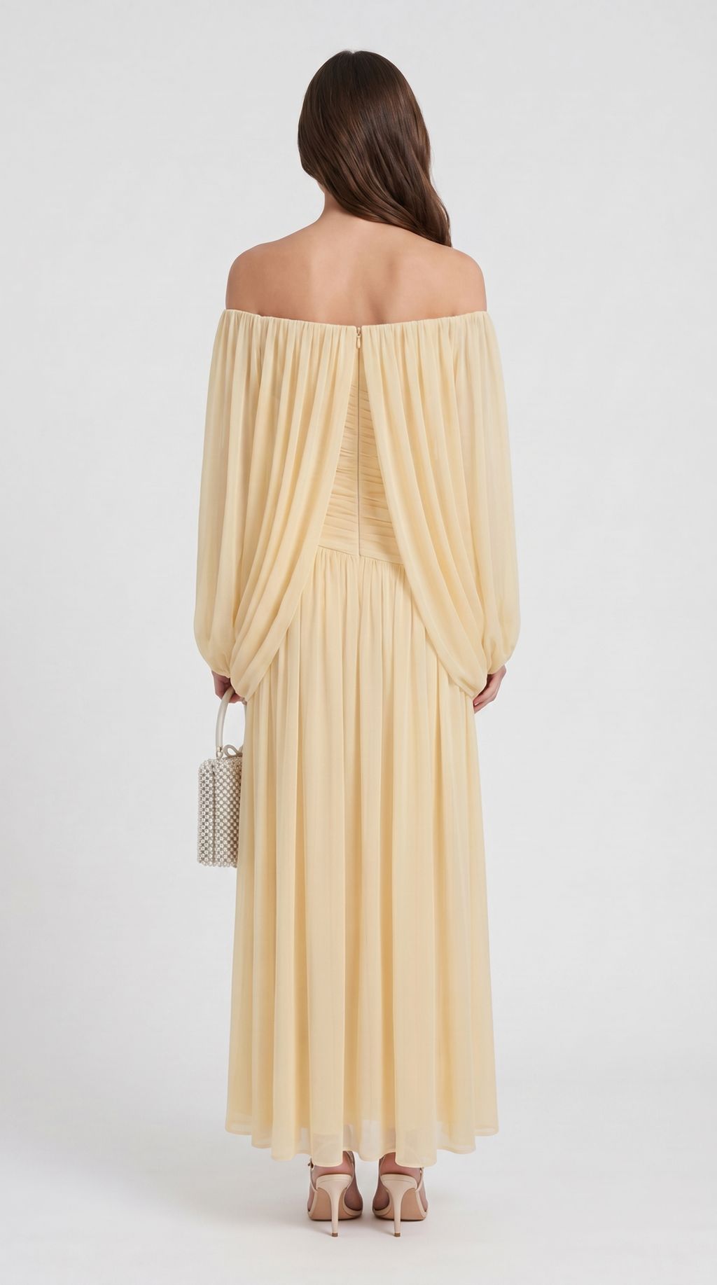 Celi  Draped Cape Maxi Gown