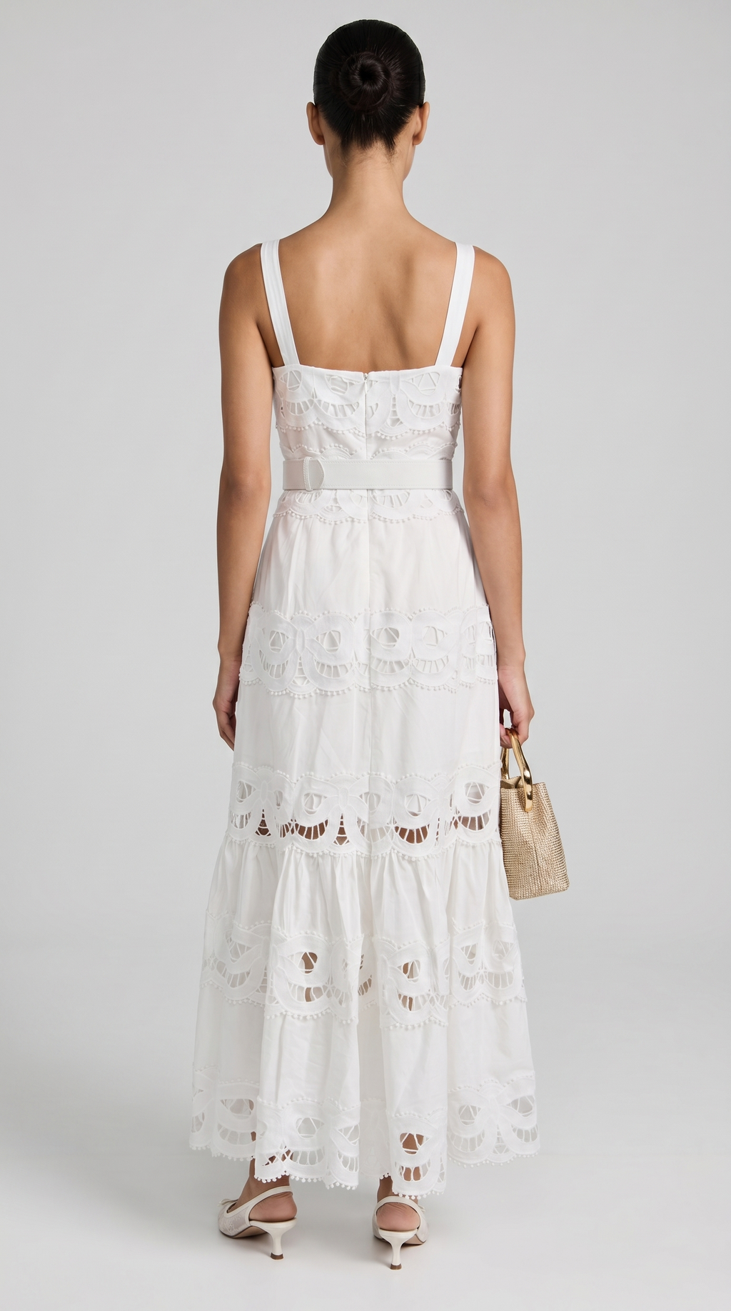 Raya Belted Eyelet Lace Maxi Dress