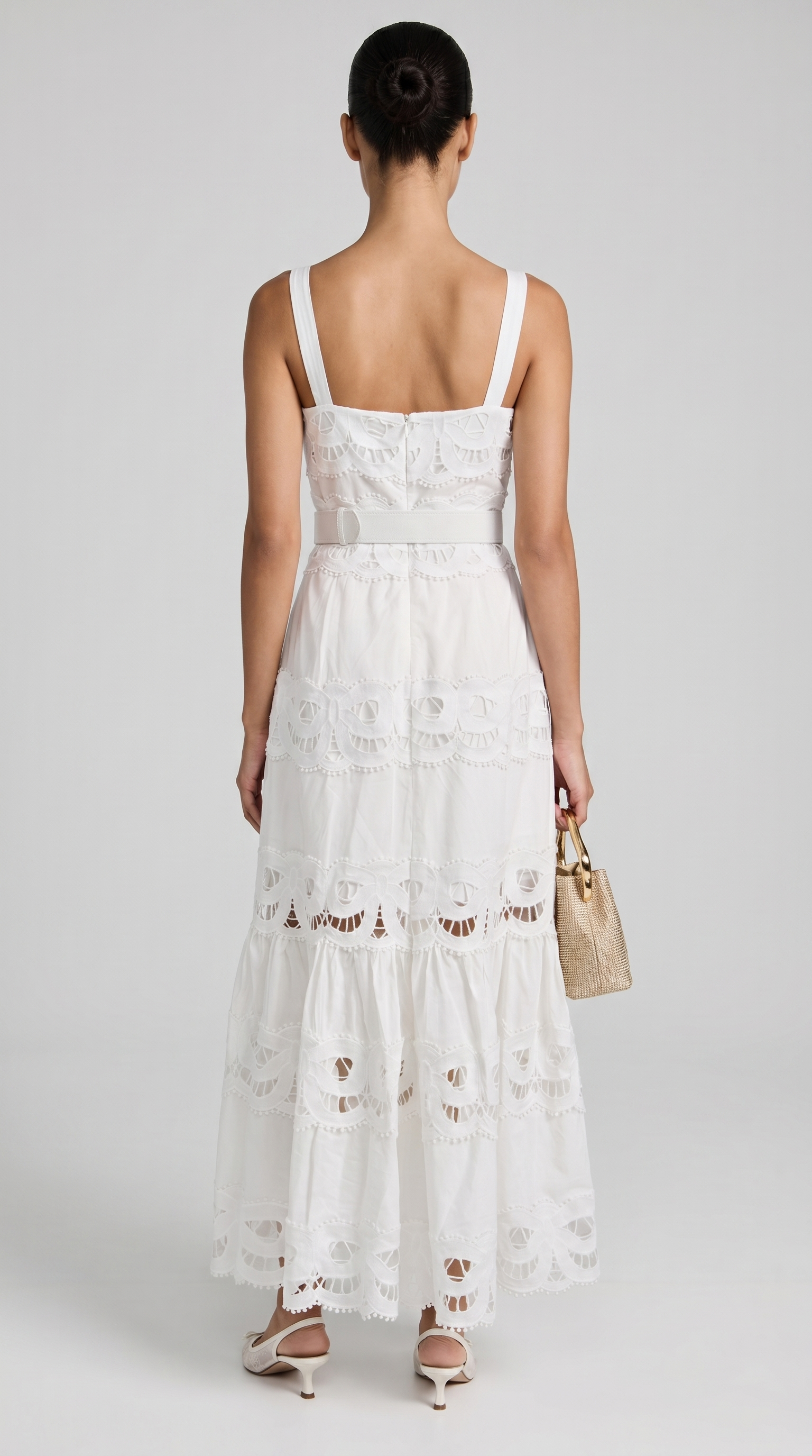 Raya Belted Eyelet Lace Maxi Dress