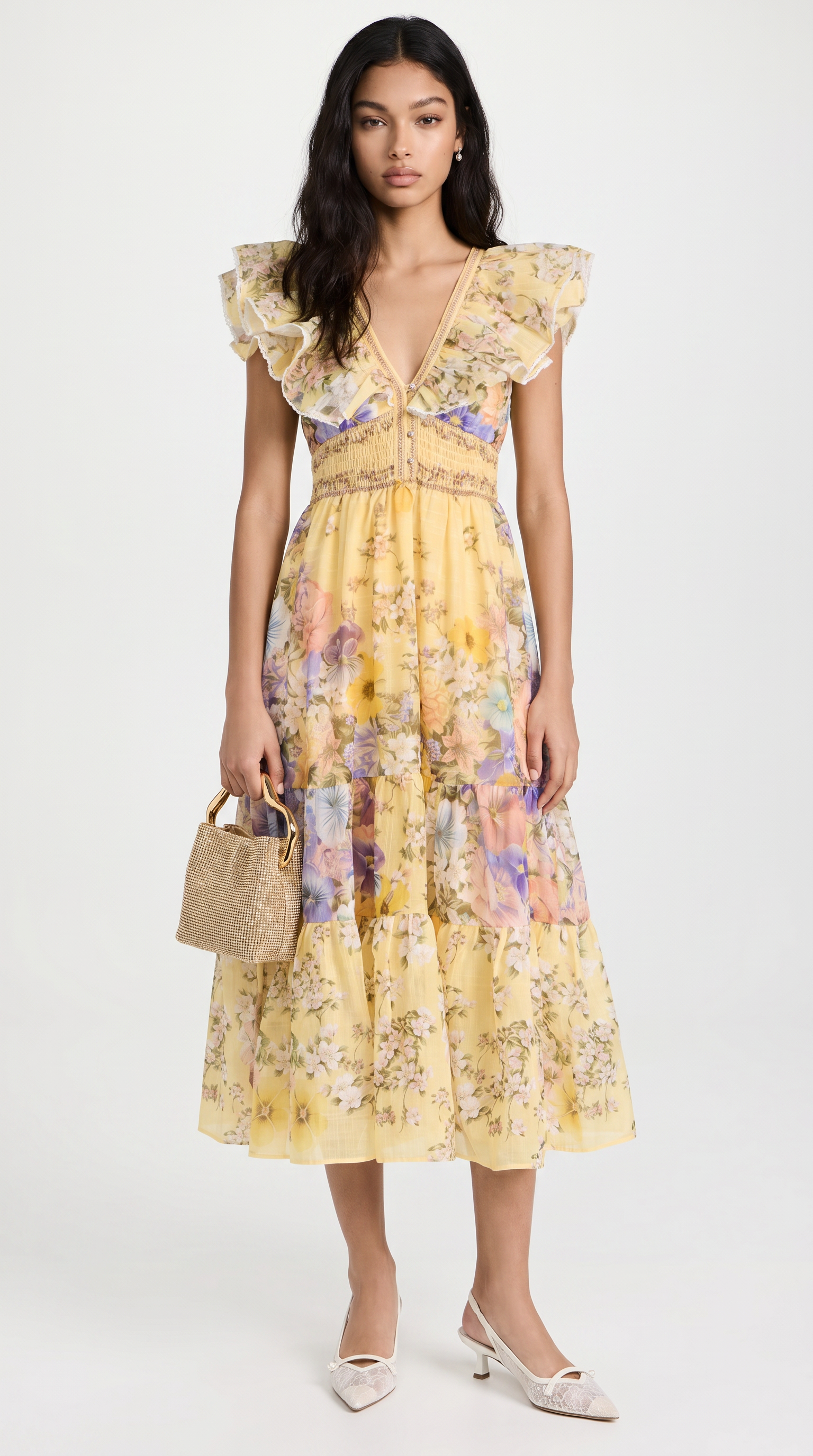 Anastazja Ruffled Floral Midi Dress