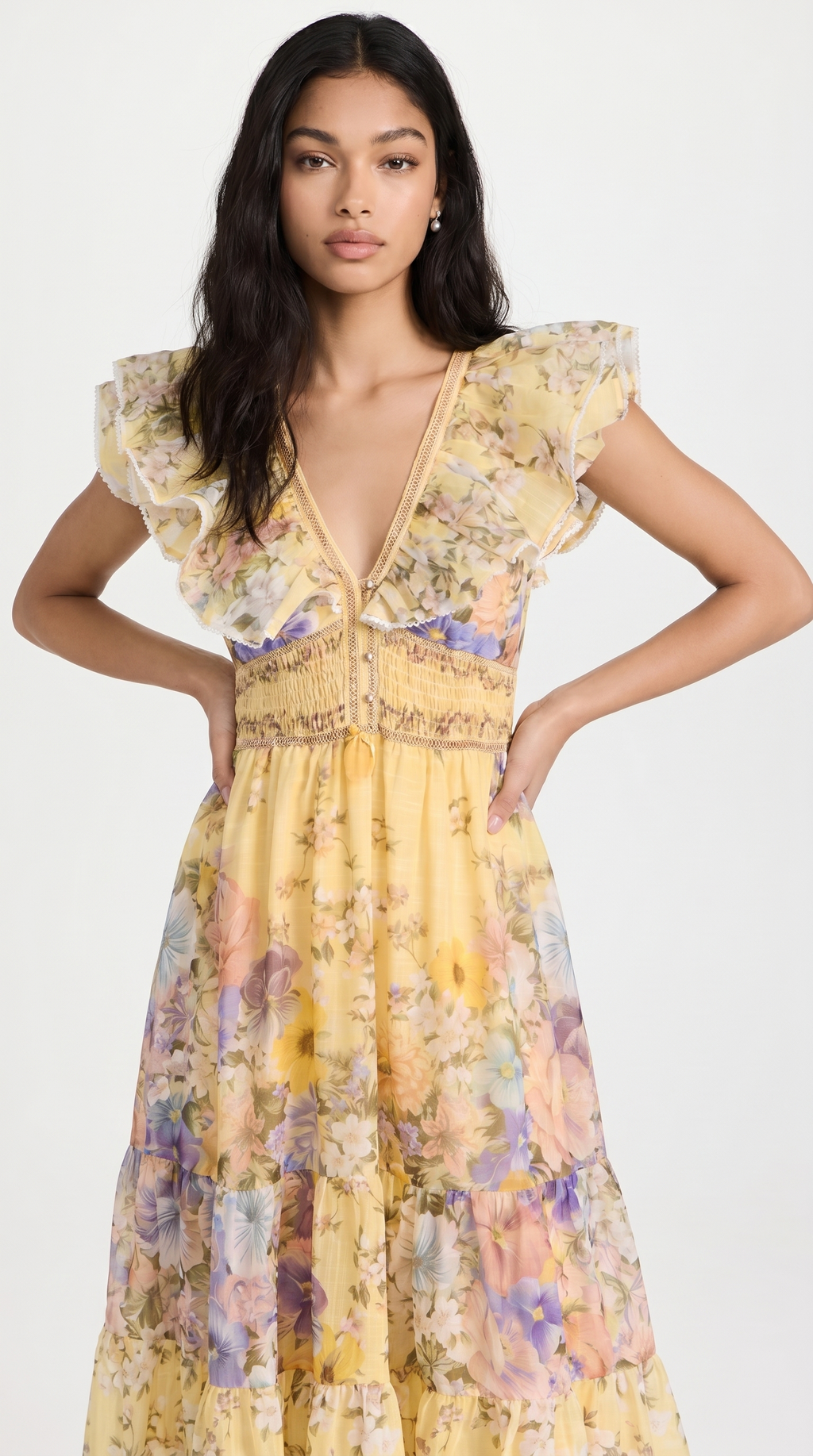 Anastazja Ruffled Floral Midi Dress
