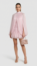 Milo Cape-Overlay Silk Mini Dress