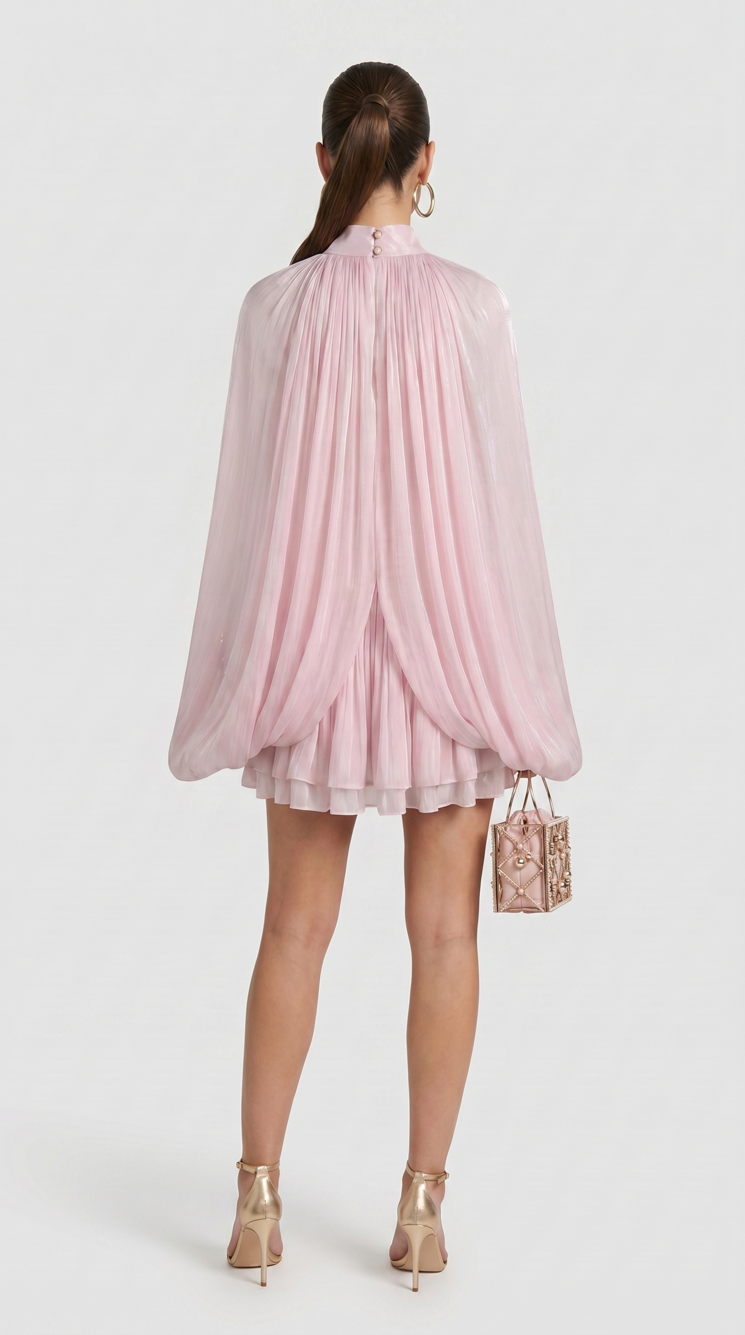 Milo Cape-Overlay Silk Mini Dress