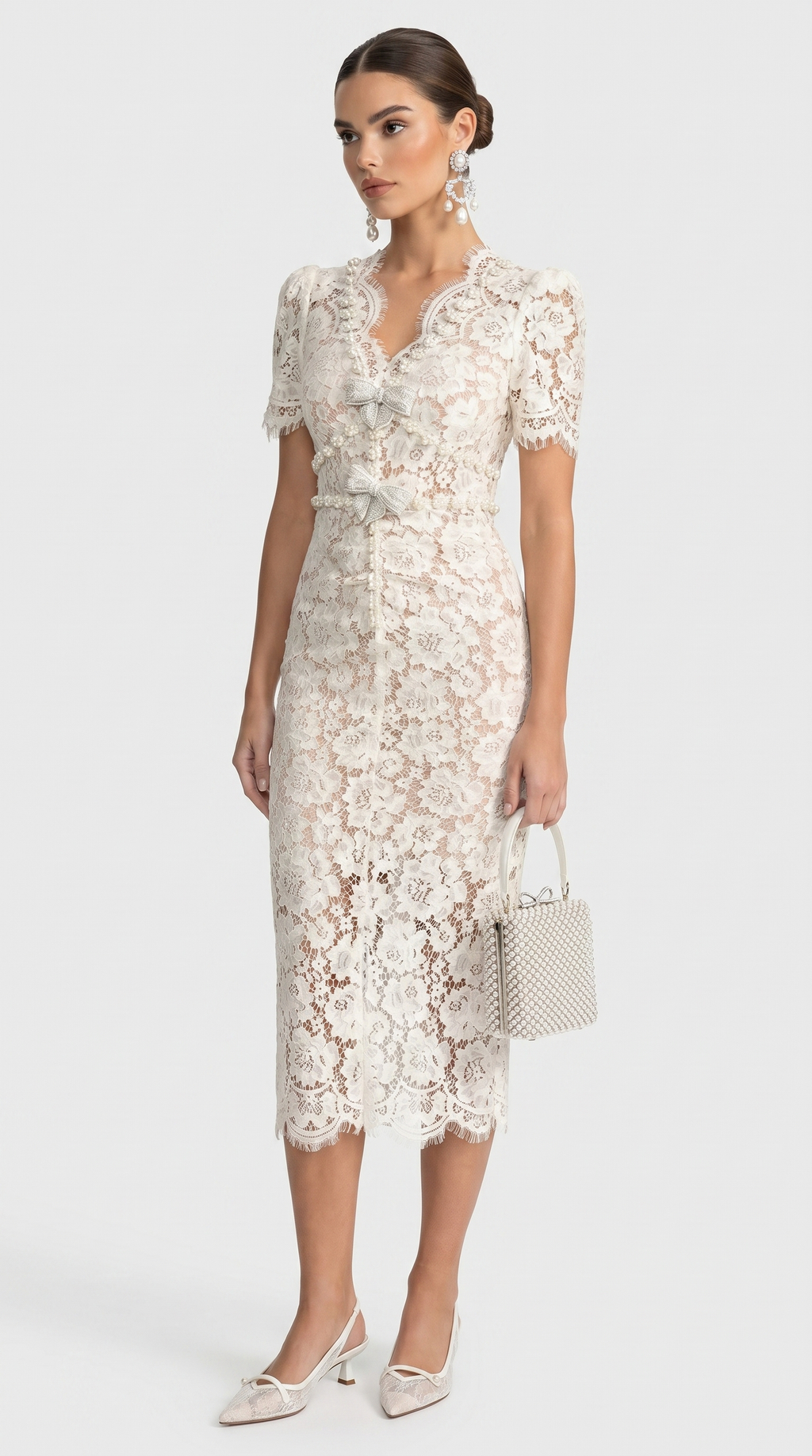Ilaria Crystal Bow Midi Dress