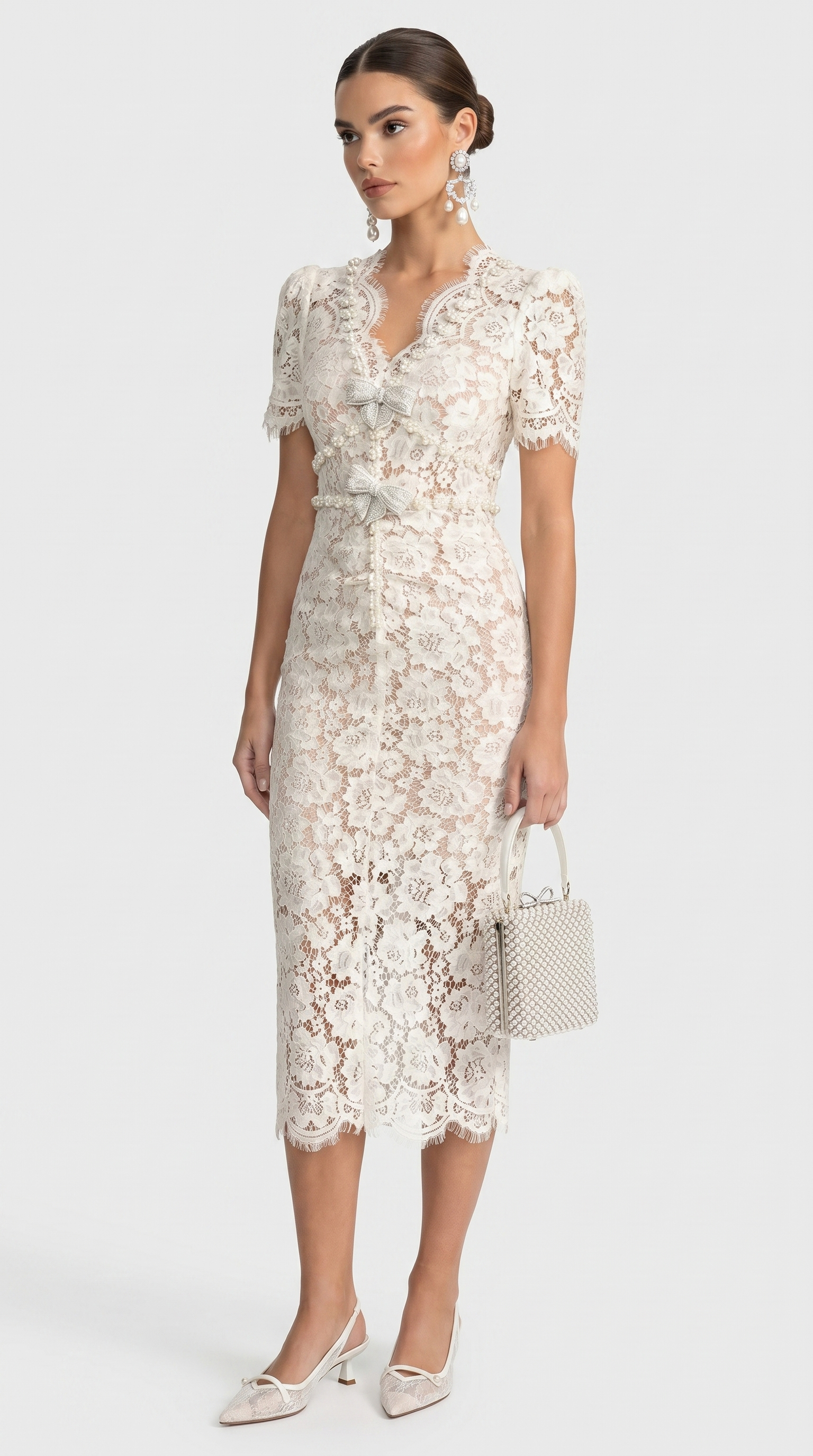 Ilaria Crystal Bow Midi Dress
