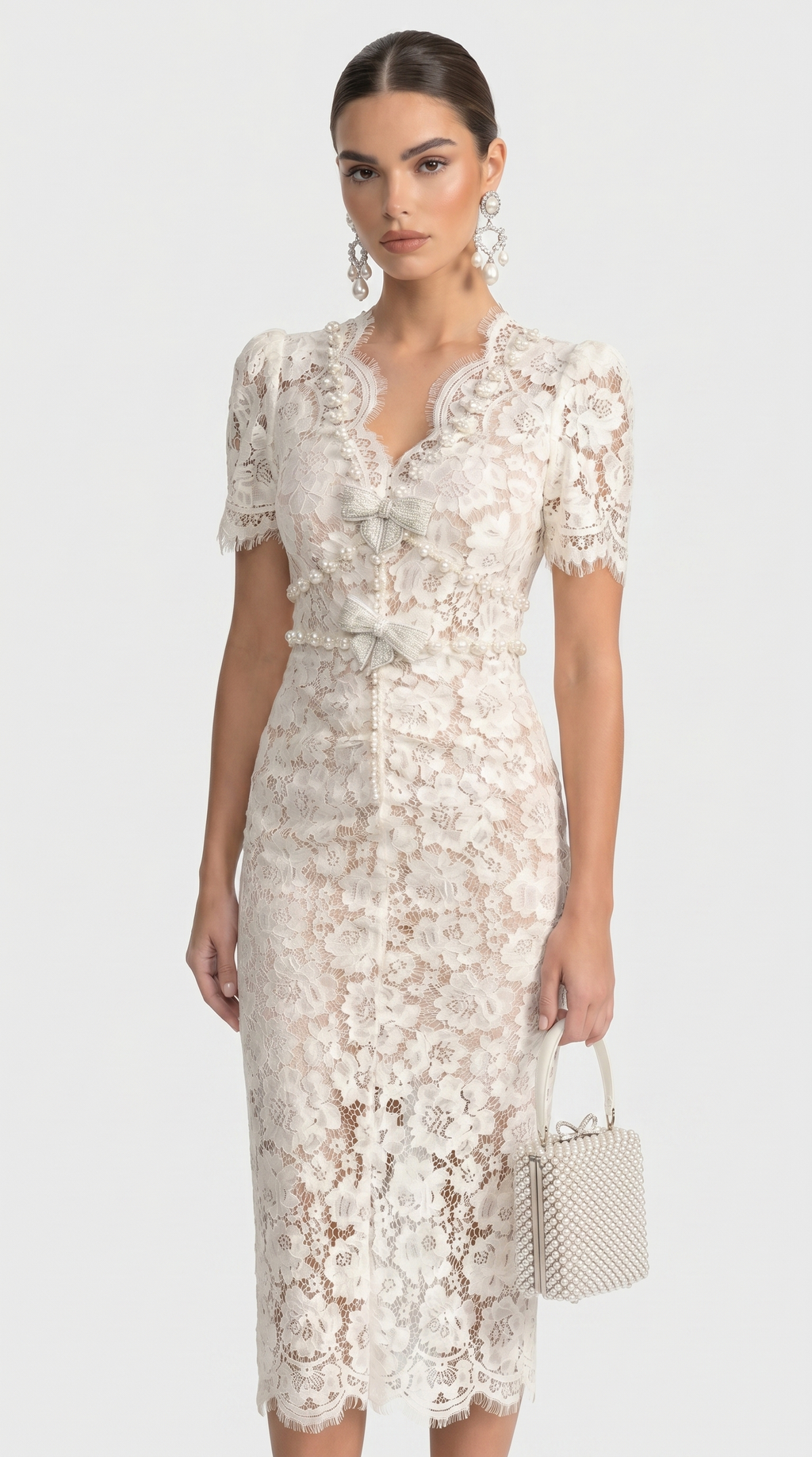 Ilaria Crystal Bow Midi Dress