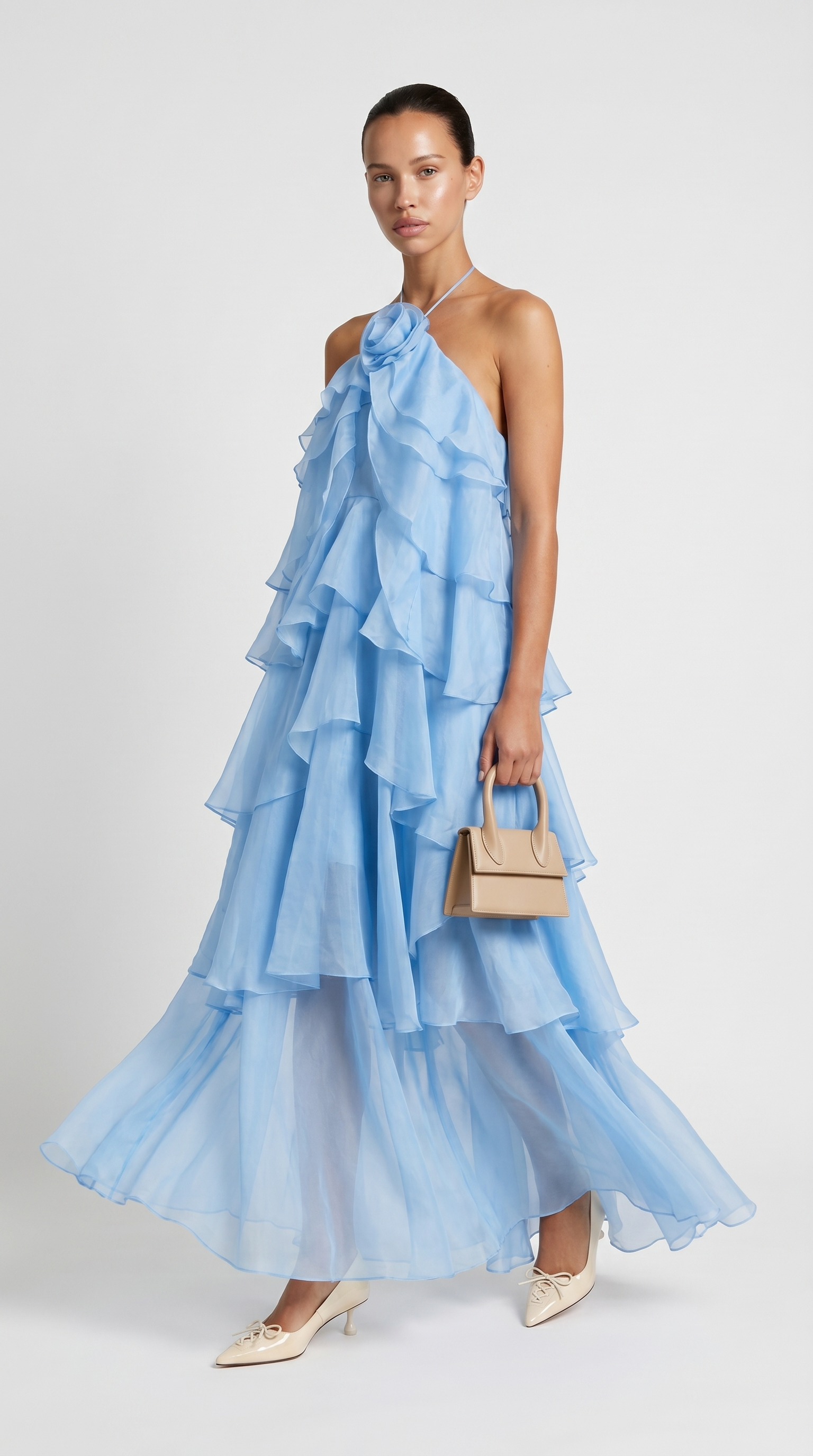 Elodie Tiered Ruffle Halter Maxi Dress