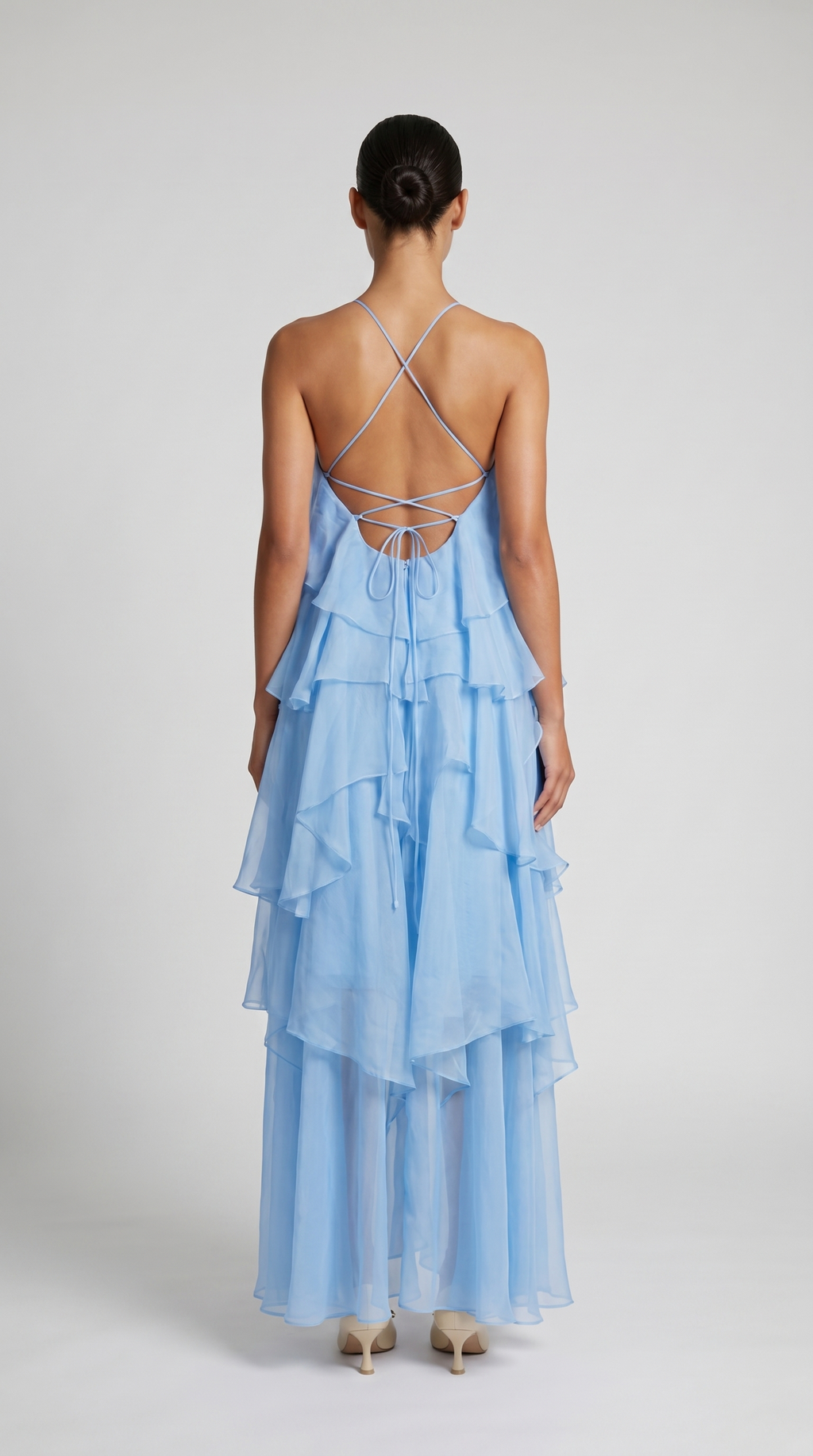 Elodie Tiered Ruffle Halter Maxi Dress