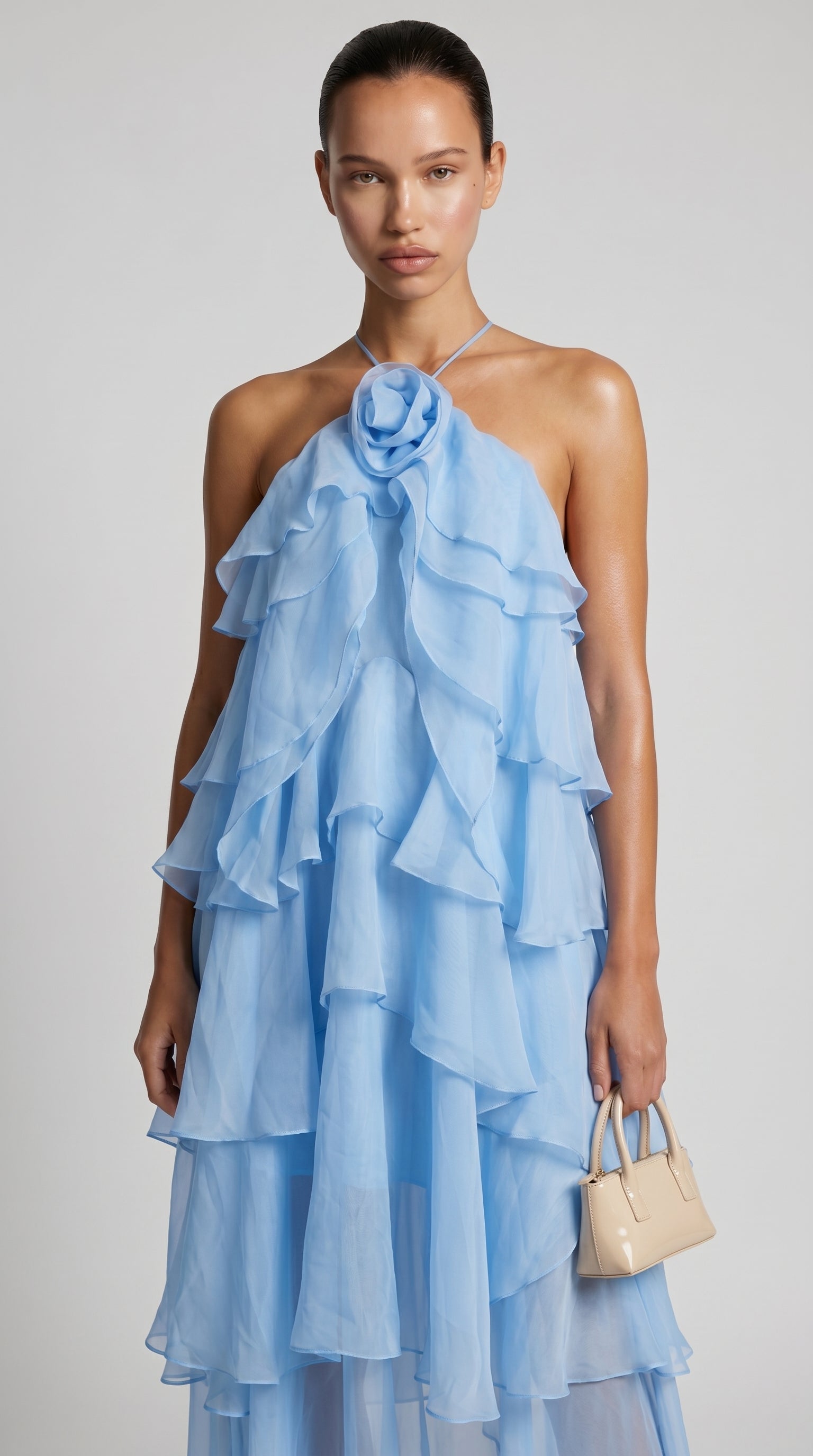 Elodie Tiered Ruffle Halter Maxi Dress