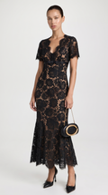 Wren Eyelash Lace Trumpet Midi Dress
