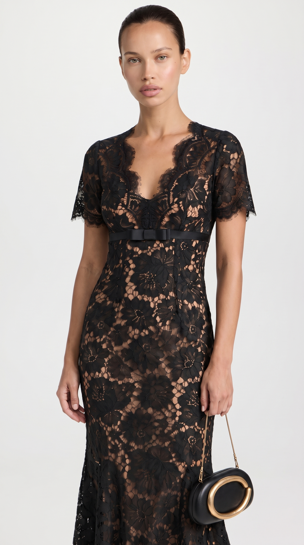 Wren Eyelash Lace Trumpet Midi Dress