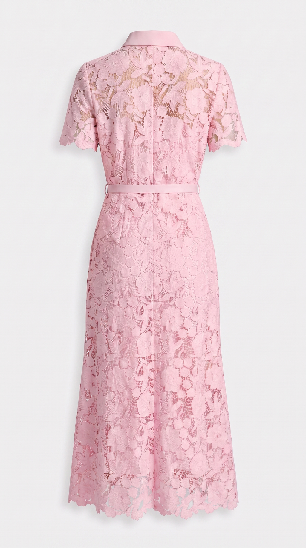 Mia Belted Floral Lace Midi Dress