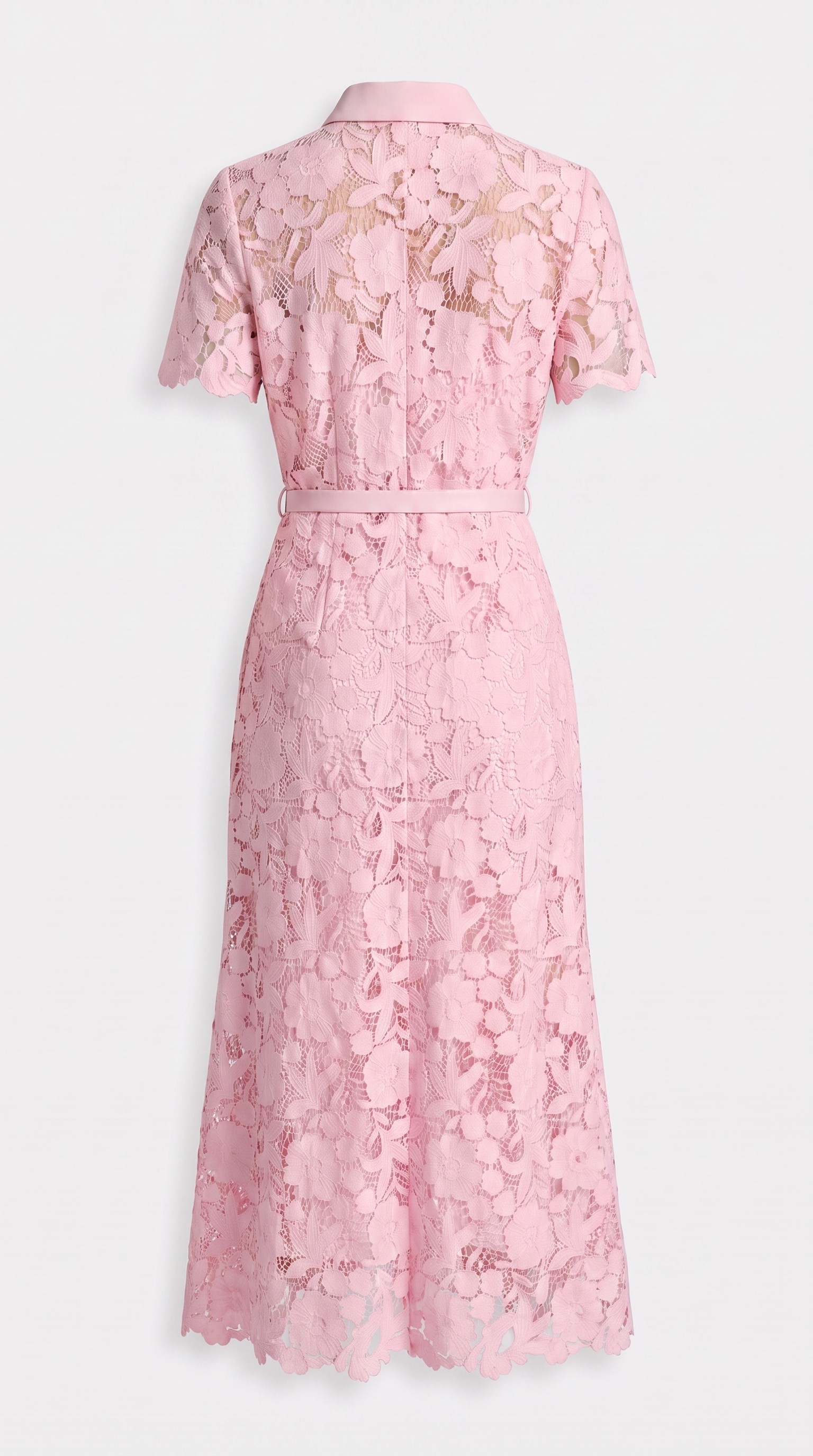 Mia Belted Floral Lace Midi Dress