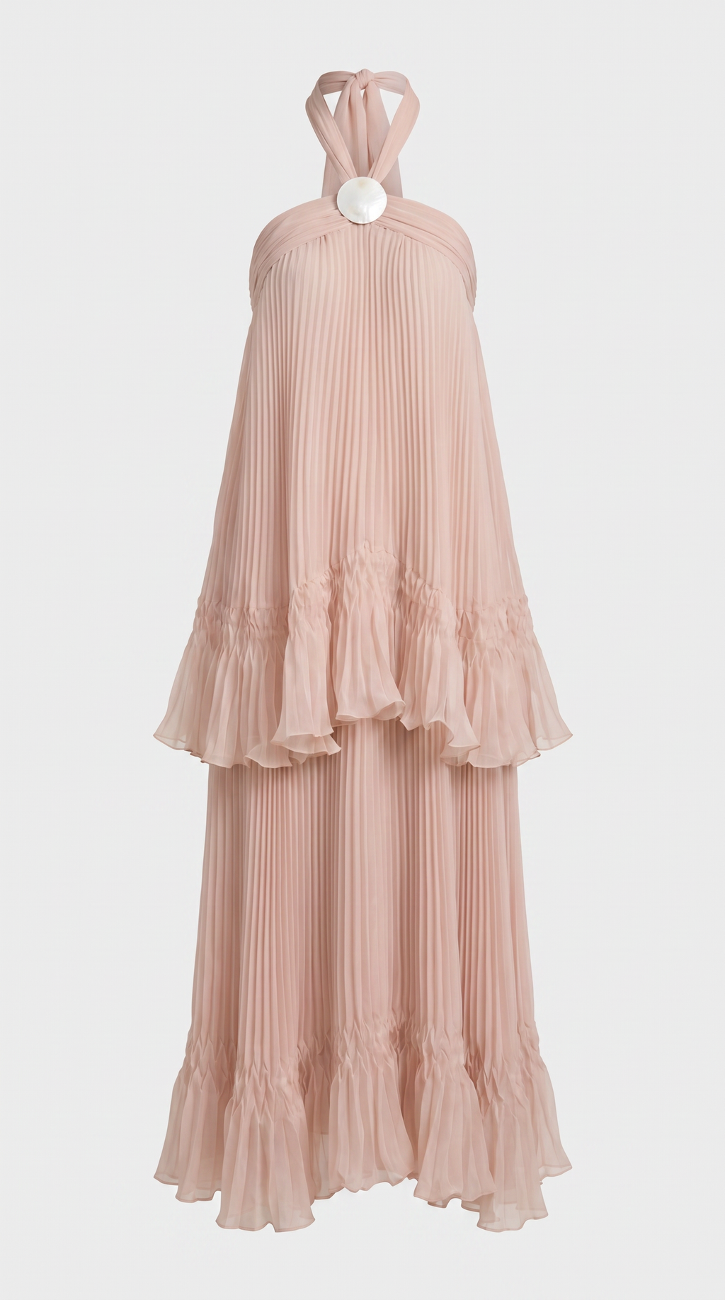 Mila Plissé Halter Maxi Gown