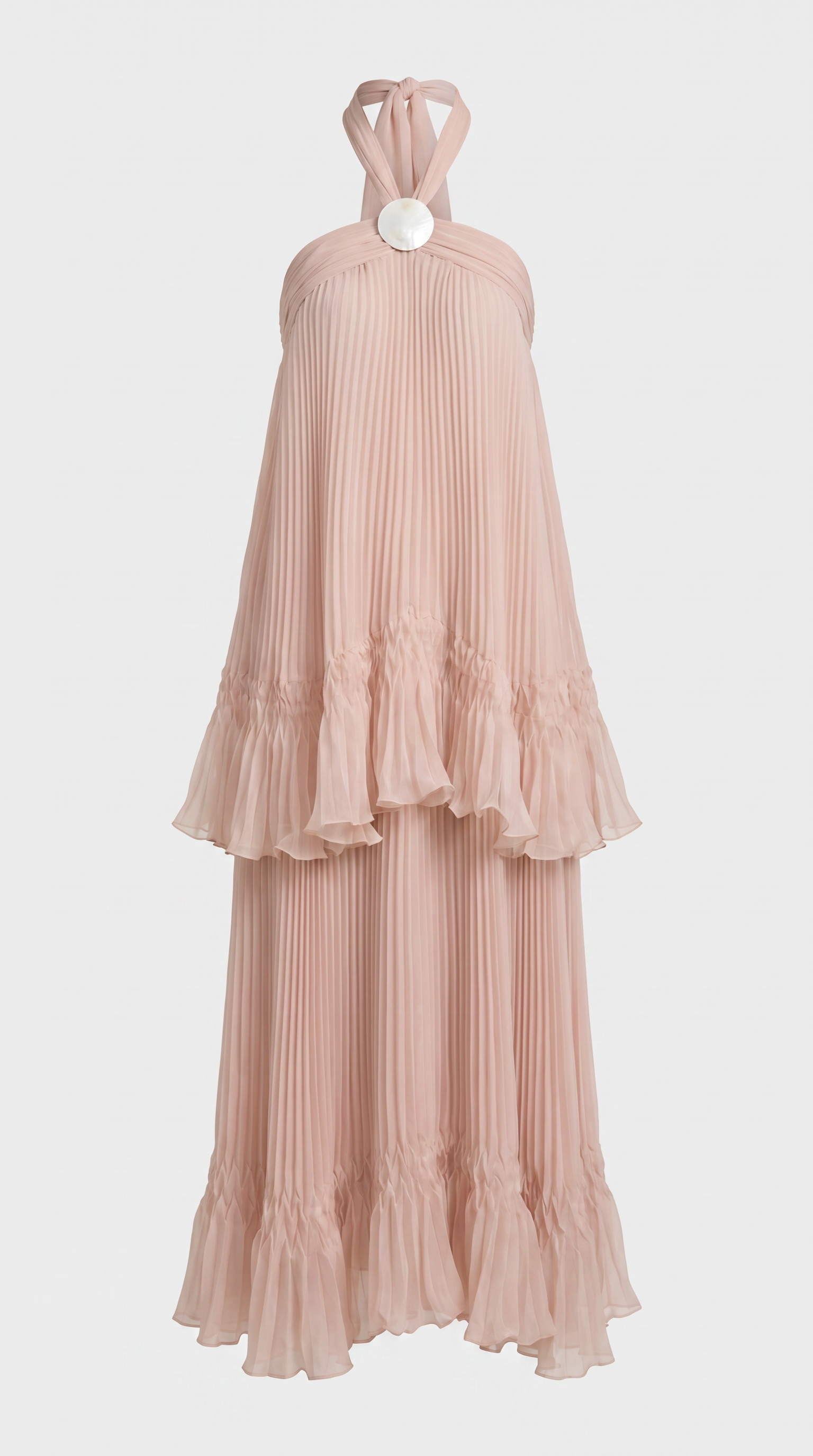 Mila Plissé Halter Maxi Gown