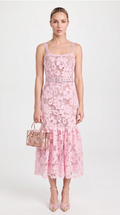 Zeli Belted Lace Flared Midi Dress