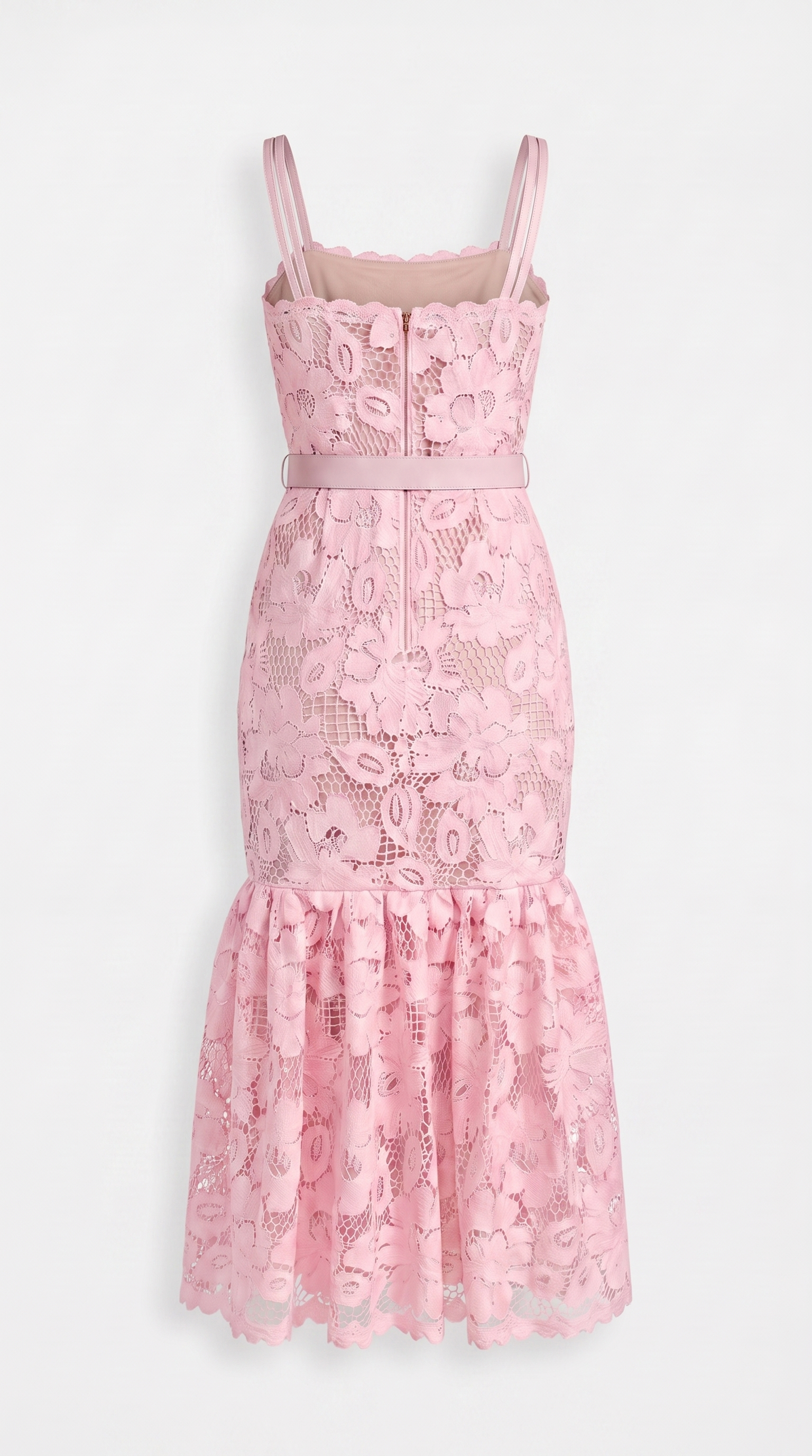 Zeli Belted Lace Flared Midi Dress