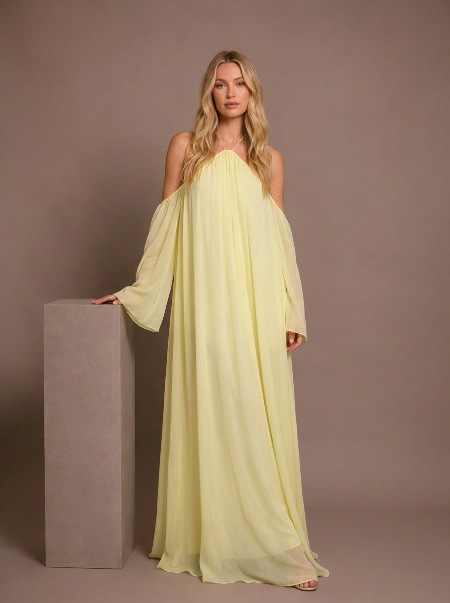 Adeline Bell Sleeve Open Back Maxi Dress