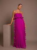 Rosemary Ruffle Trim Pleated Maxi Dress
