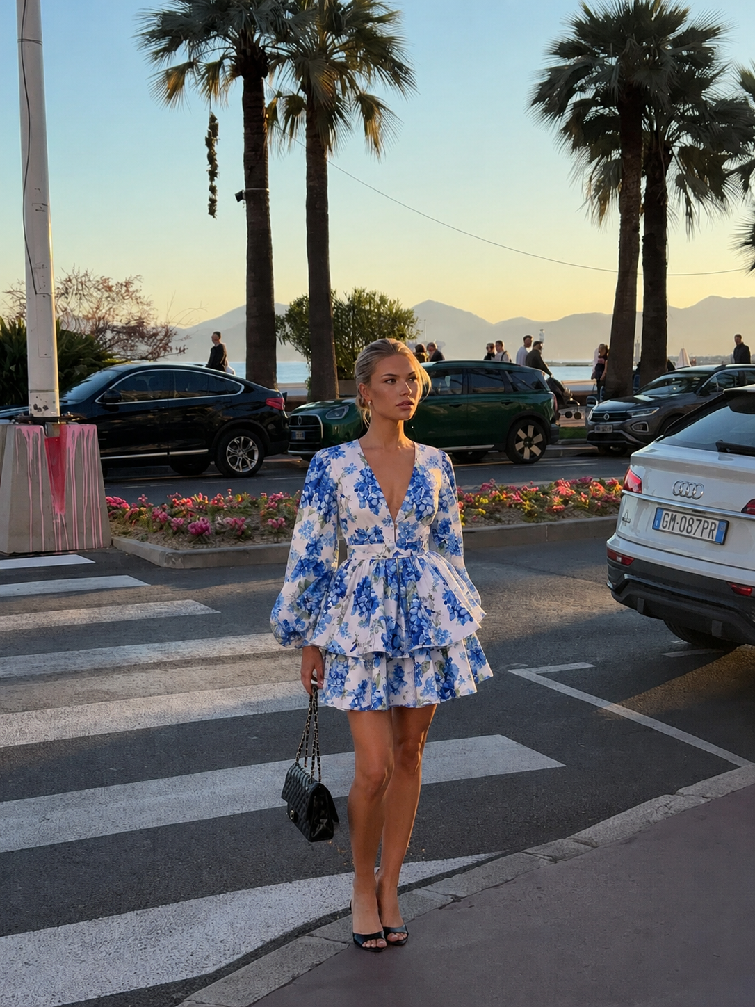 Hortensia Floral Tiered Mini Dress