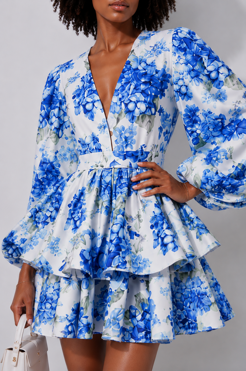 Hortensia Floral Tiered Mini Dress