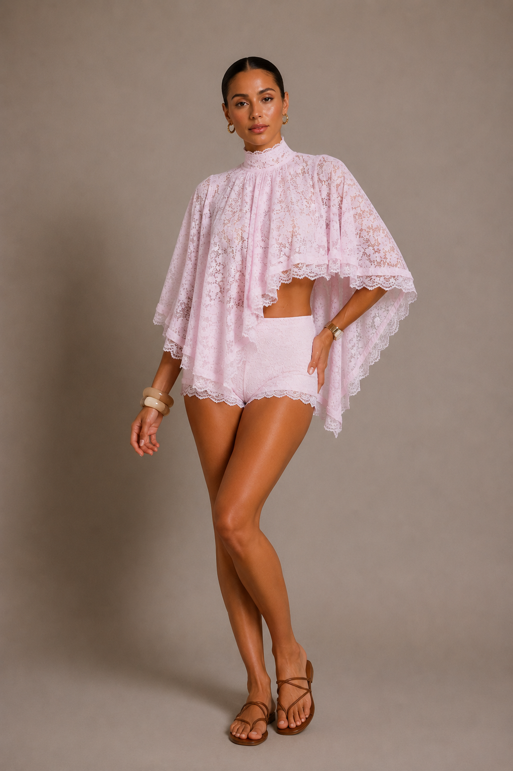 Isadora Lace Cape Set
