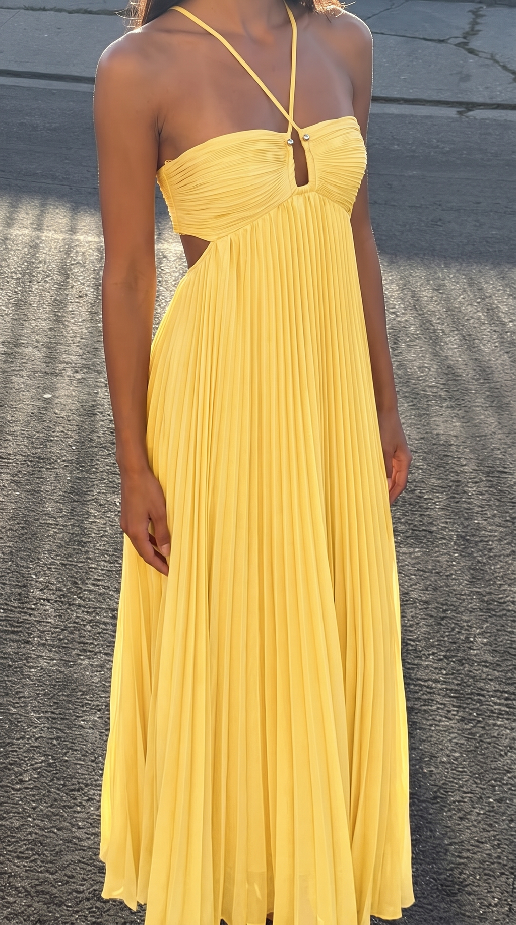 Mina Pleated Halter Maxi Dress