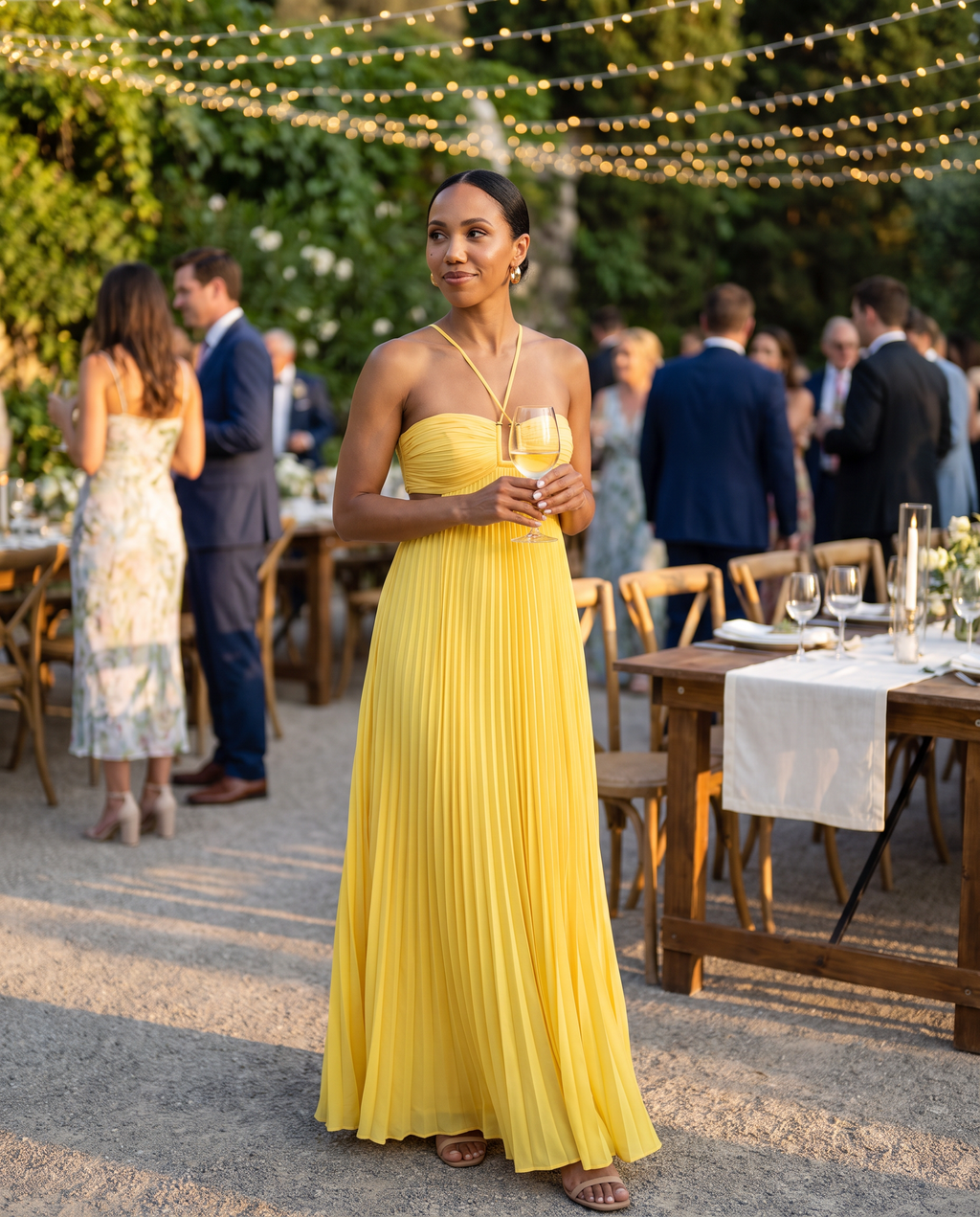 Mina Pleated Halter Maxi Dress