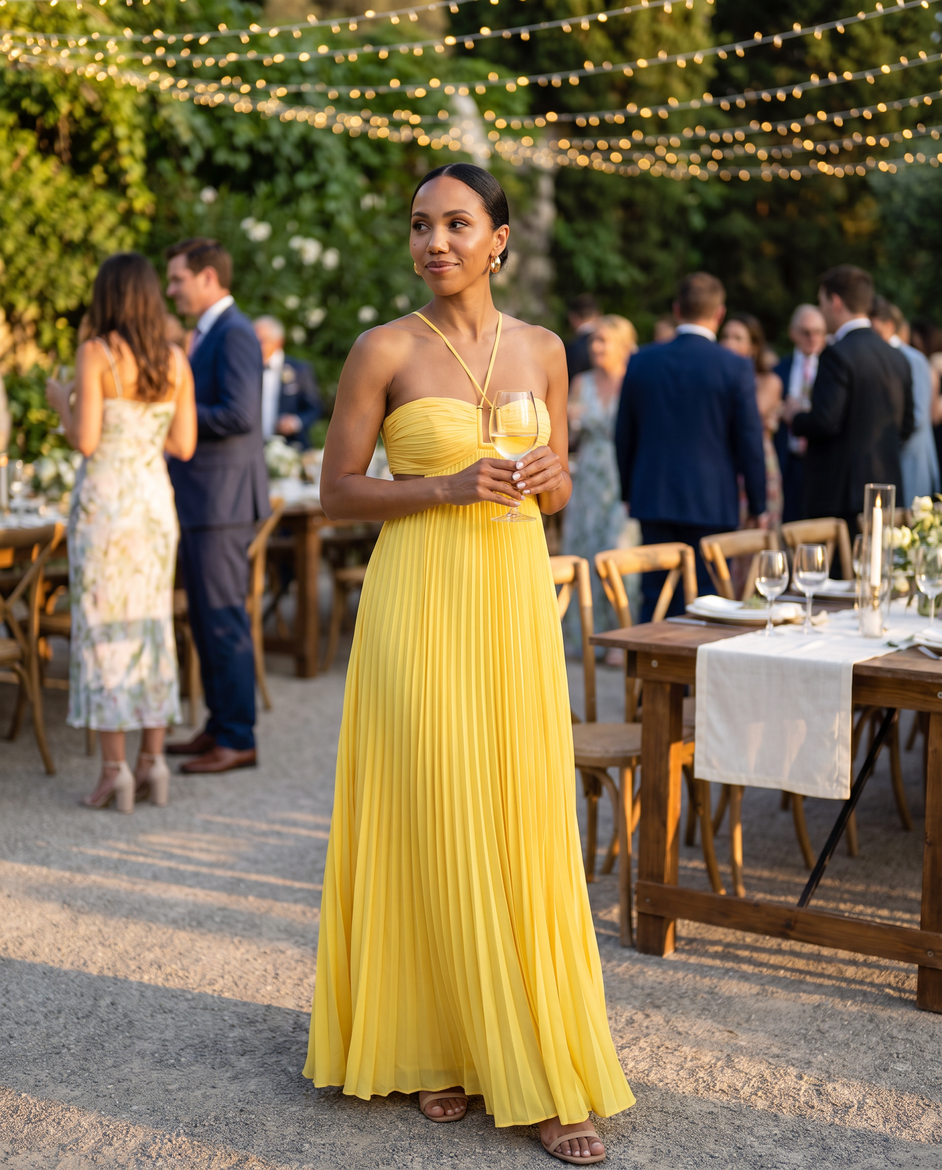 Mina Pleated Halter Maxi Dress