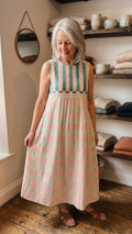 NADIA | STRIPED PASTEL MIDI DRESS