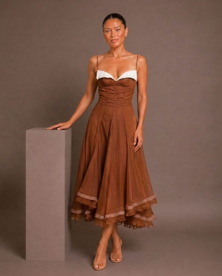 Nadia Bustier Trim Midi Dress