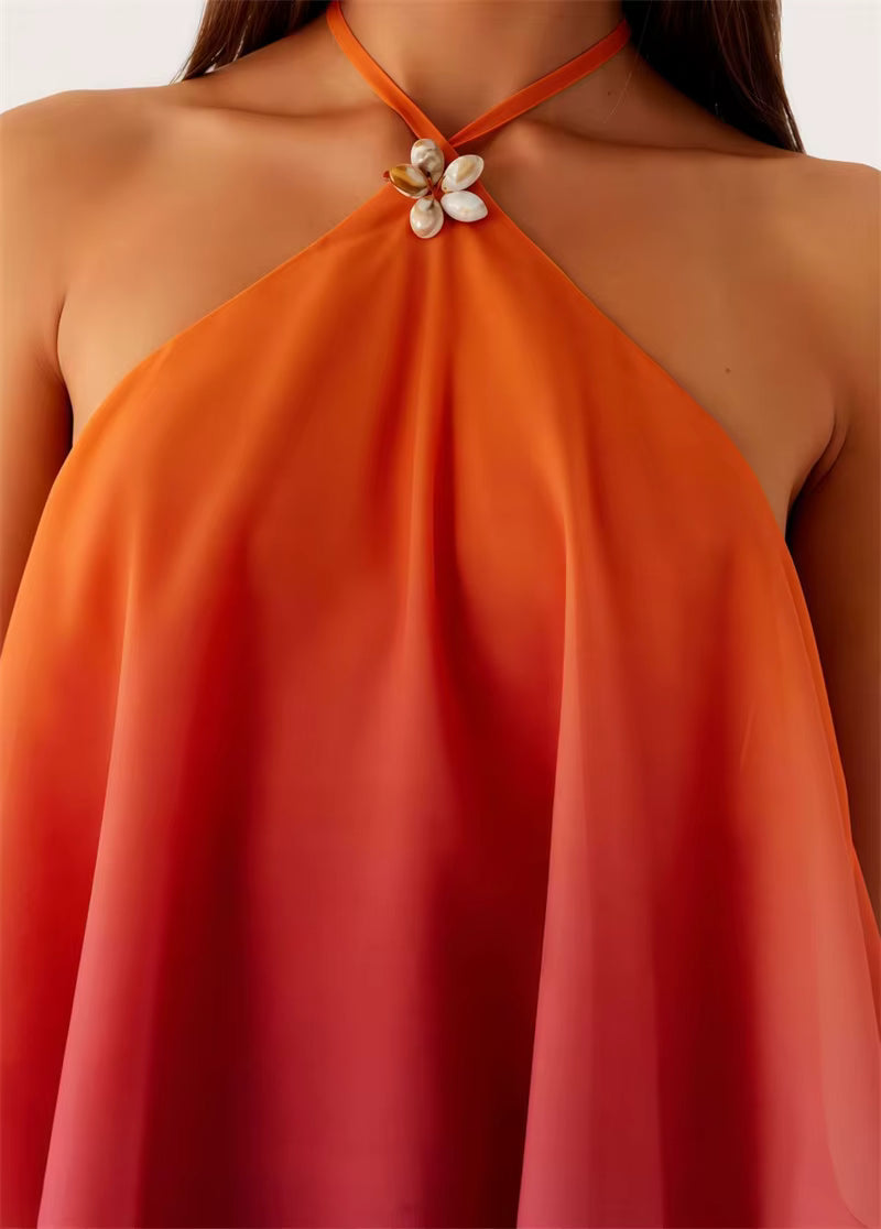 Soleil Ombre Halter Mini Dress