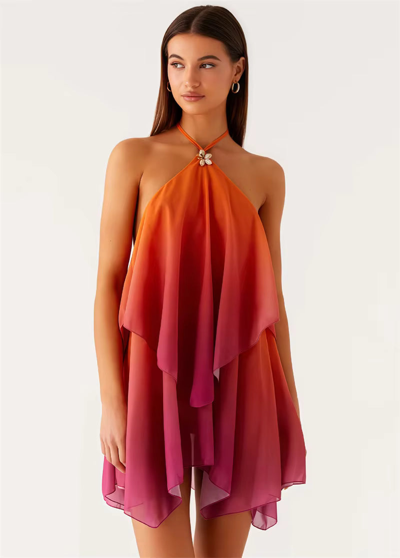 Soleil Ombre Halter Mini Dress