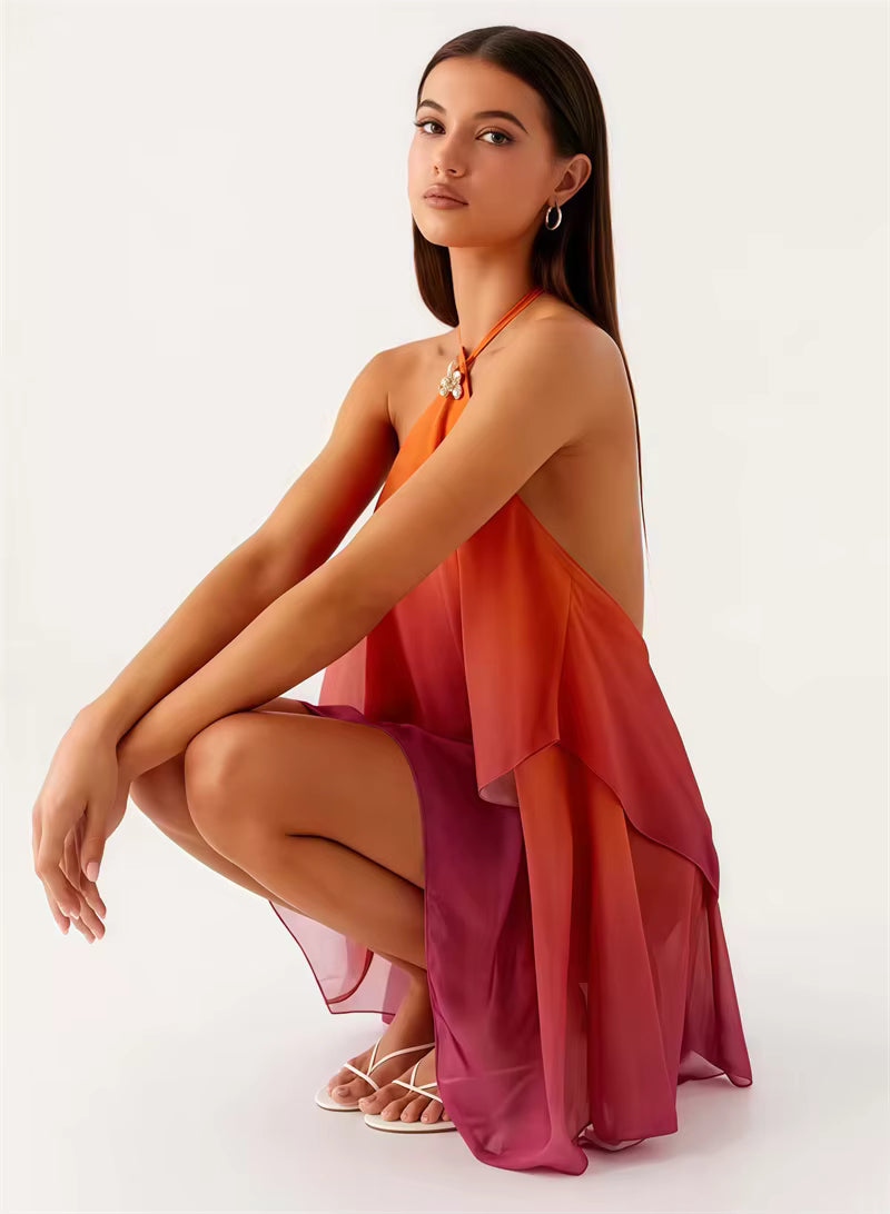 Soleil Ombre Halter Mini Dress