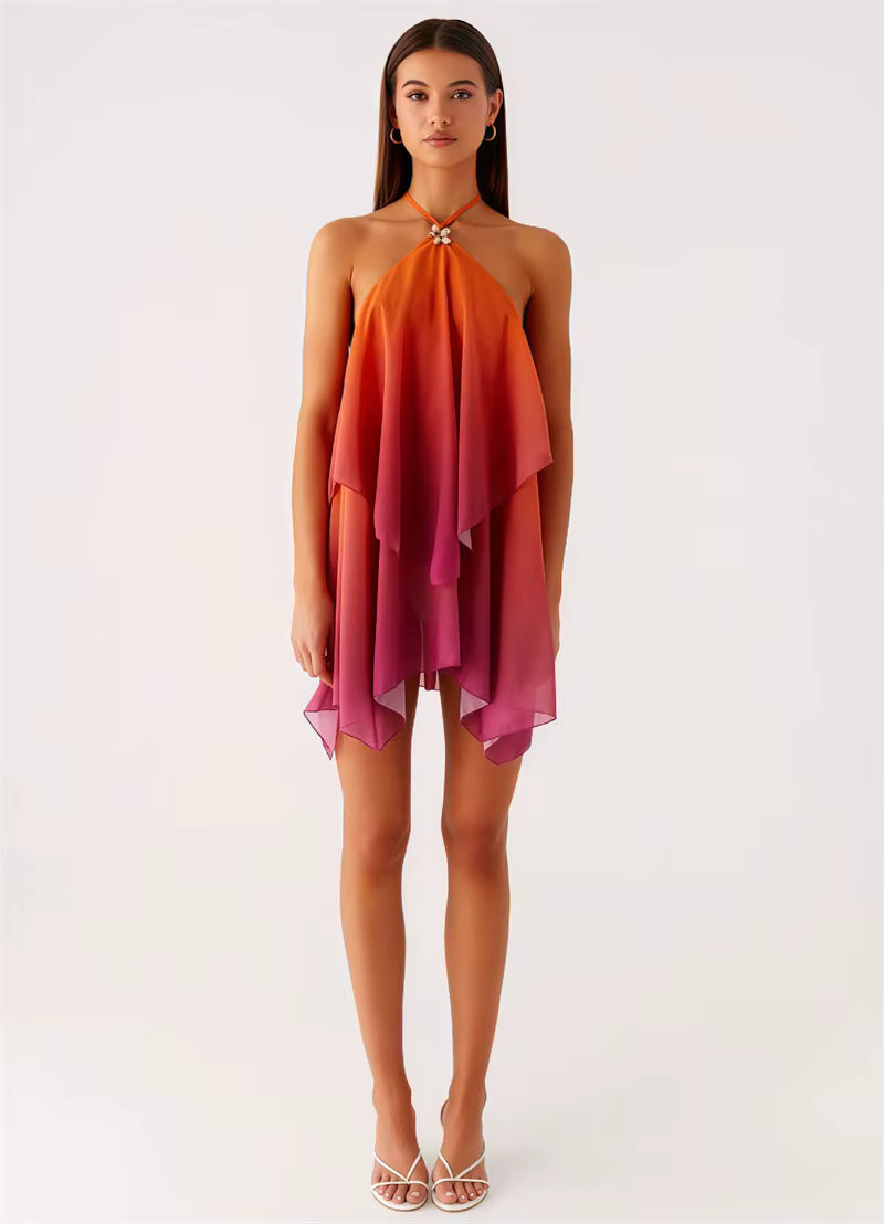 Soleil Ombre Halter Mini Dress