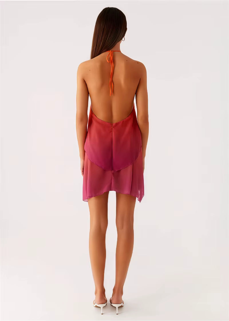 Soleil Ombre Halter Mini Dress