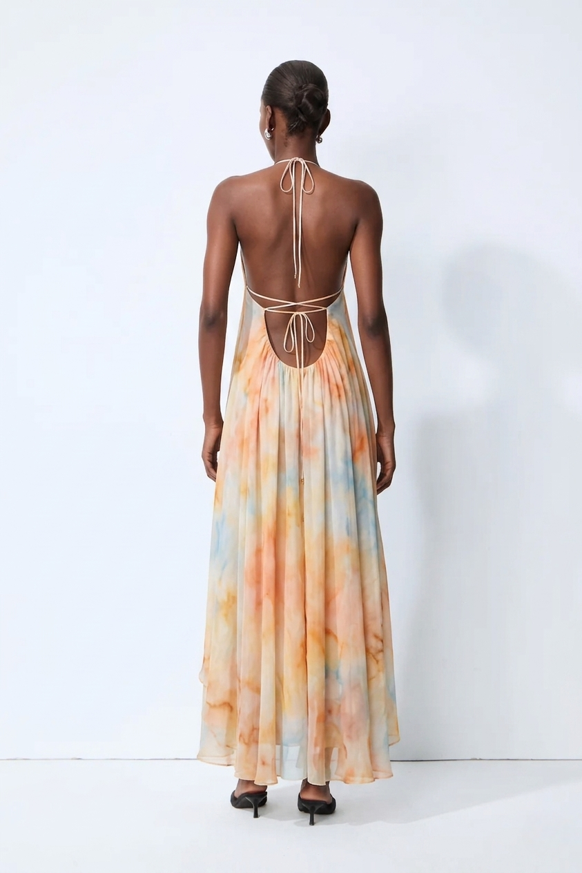 Wisteria Flow Halter Maxi Dress