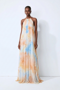 Wisteria Flow Halter Maxi Dress