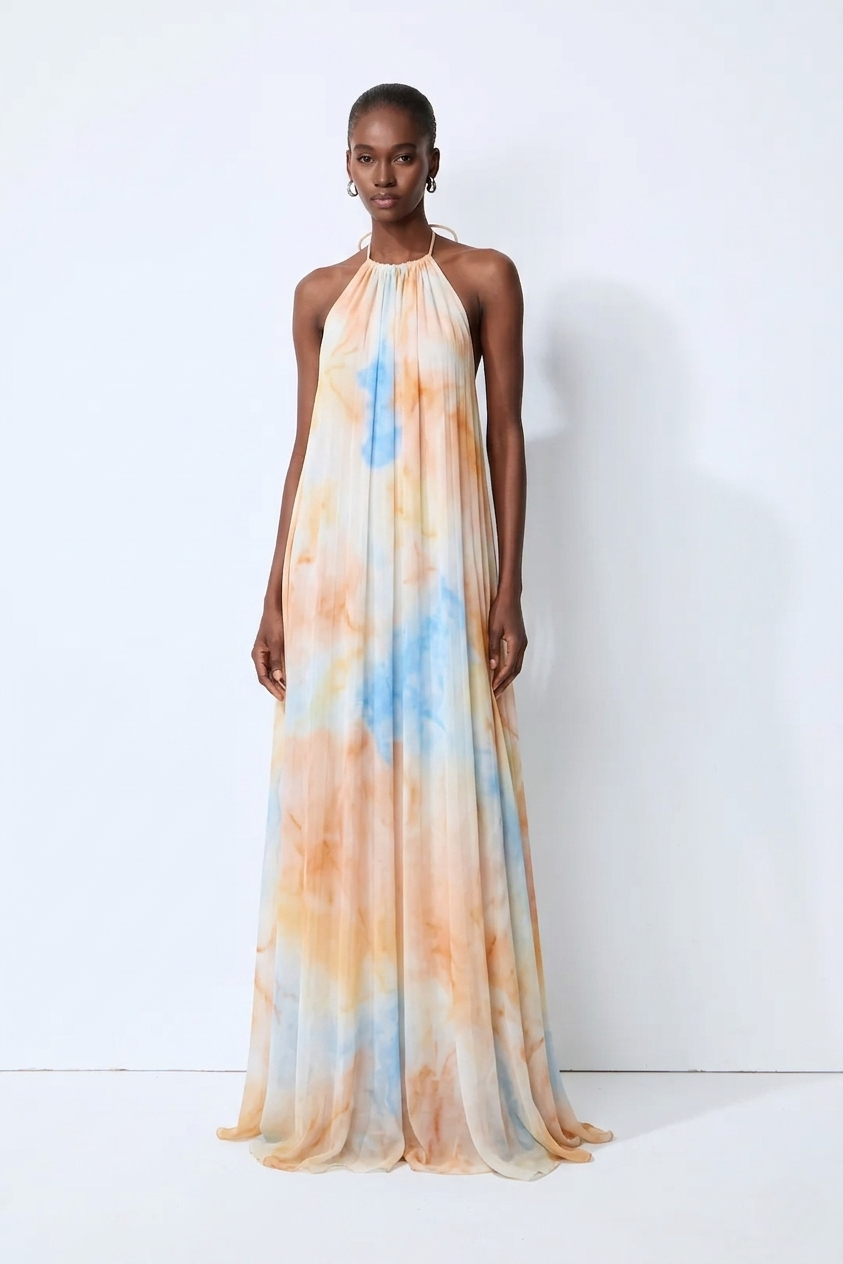 Wisteria Flow Halter Maxi Dress