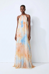 Wisteria Flow Halter Maxi Dress